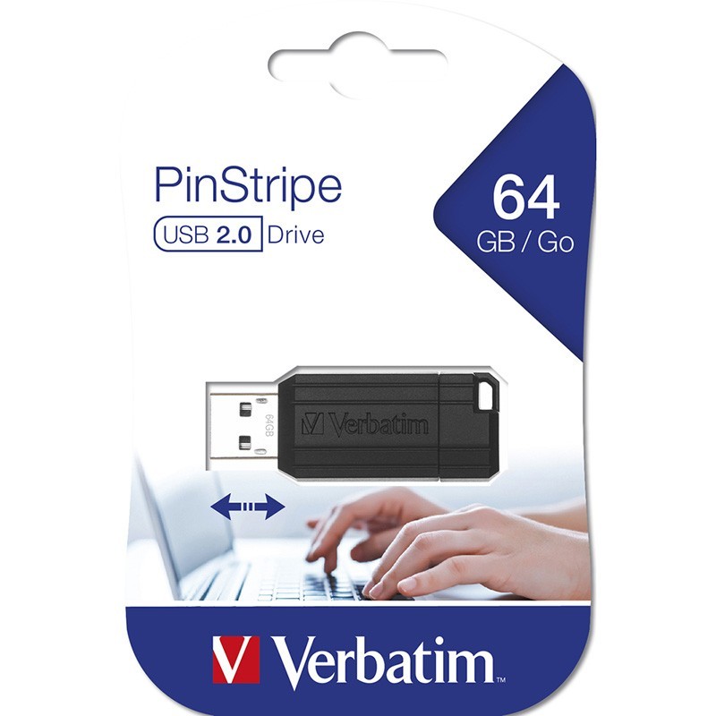 Flash Disque 64Go USB 2.0 Verbatim PINSTRIPE