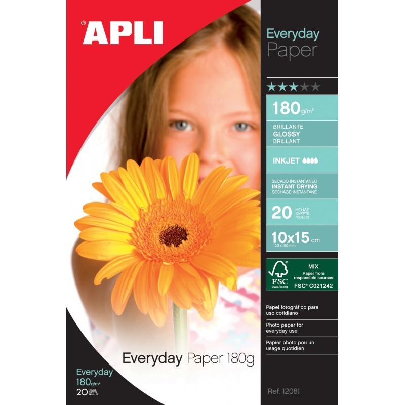 Papier photo APLI Brillant EVERDAY A4 180G 20F