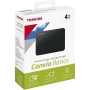 Disque dur Toshiba Canvio 4To Noir compact et léger, posé sur un bureau Disque dur Toshiba Canvio 4To Noir compact et léger, posé sur un bureau