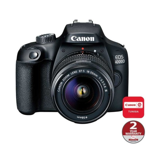 Appareil photo Reflex Canon EOS 4000D + Objectif 18-55mm DC Appareil photo Reflex Canon EOS 4000D avec objectif 18-55mm - Meilleur prix en Tunisie