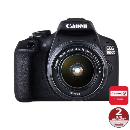 Appareil photo Reflex Canon EOS 2000D + Objectif 18-55mm IS Appareil photo Reflex Canon EOS 2000D avec objectif 18-55mm IS - Meilleur prix en Tunisie