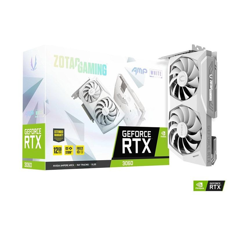Carte Graphique ZOTAC VGA GeForce RTX3060 AMP WHITE -12 Go GDDR6
