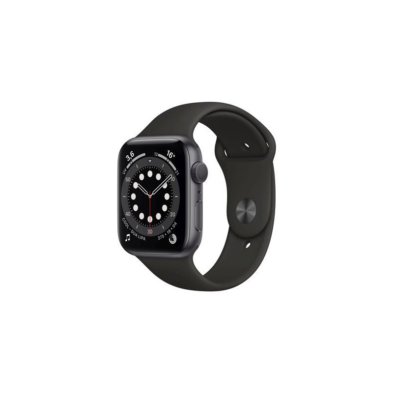 Apple Watch Series 6 GPS, 44mm boitier aluminium gris sidéral avec bracelet sport noir