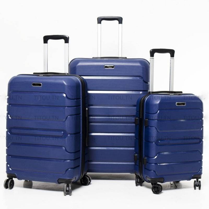 Set de trois valises TITOU Incassable Roues Fixes  Bleu marine