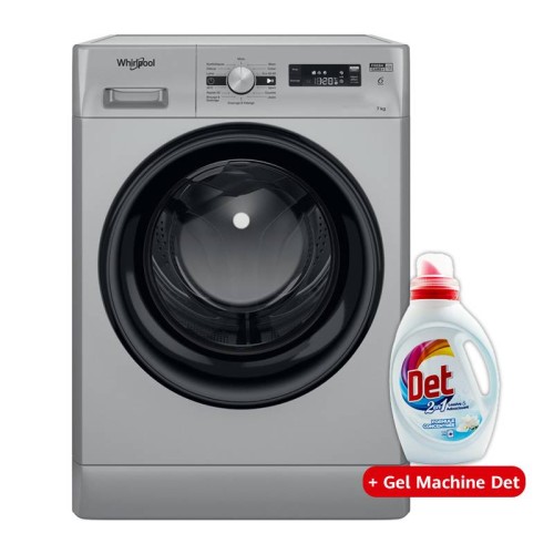 Lave linge HUBLOT POSABLE Whirlpool 7Kg - Silver (FFWS7235SBNA) + Gel Machine Det