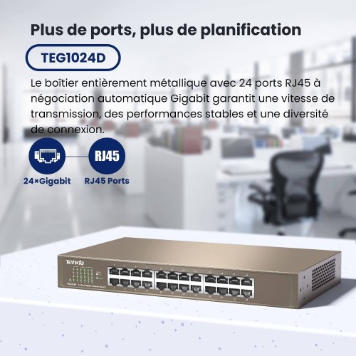 Switch TENDA TEG1024G l 24 ports Gigabit l Rackable