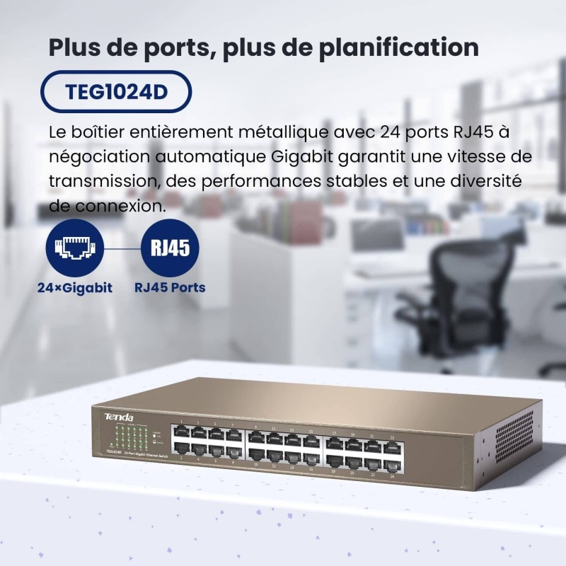 Switch TENDA TEG1024G l 24 ports Gigabit l Rackable