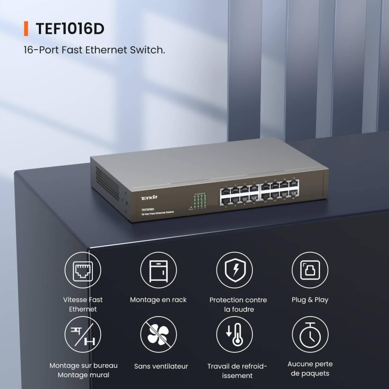Switch TENDA TEF1016 l 16 ports Ethernet