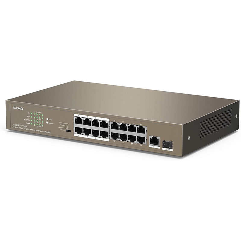 Switch TENDA  TEF1118P 16 l 16 ports PoE/1 port Gigabit/1 port SFP
