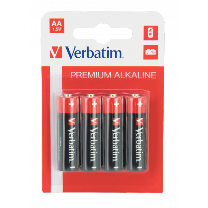 Piles alcalines AA Verbatim 1.5V - Pack de 4 - 49921