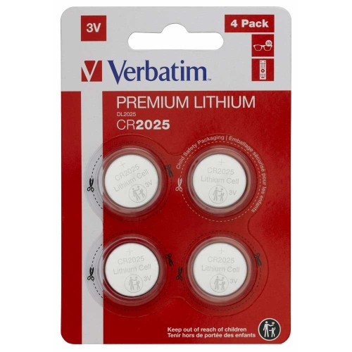 Pile Verbatim - CR2025 au lithium 3V (pack de 4)  - 49532