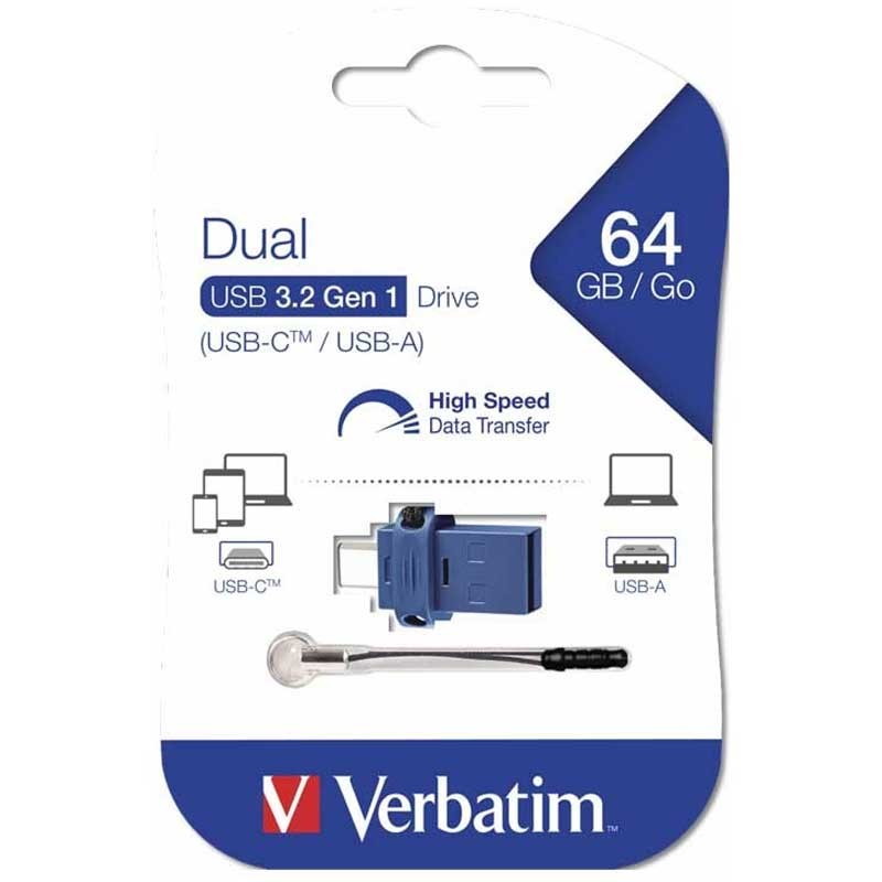 Clé USB à double connectique Verbatim USB-C/USB-A 64 Go 049967