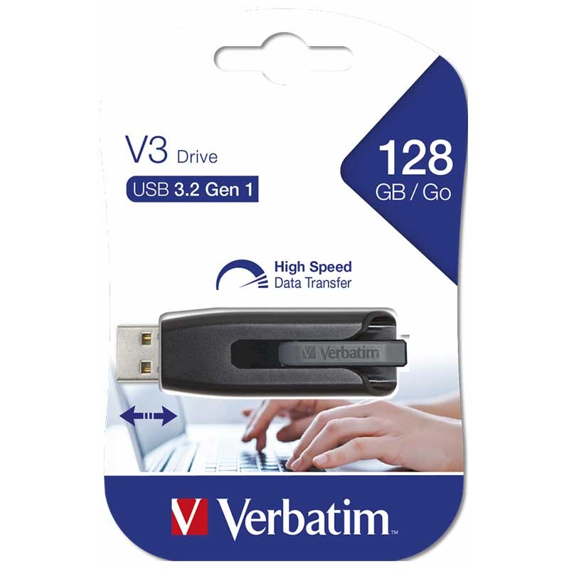 Flash Disque USB 2.0 Verbatim 128Go PINSTRIPE- 49189