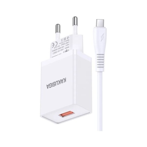 CHARGEUR KAKUSIGA KSC-781 SMART CHARGE TYPE-C 2.4A - BLANC CHARGEUR KAKU KSC-781 SMART CHARGE TYPE-C 2.4A - BLANC
