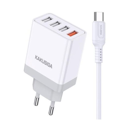 CHARGEUR KAKUSIGA KSC-913 4 USB FAST CHARGE TYPE-C QC3.0 l BLANC CHARGEUR KAKUSIGA KSC-913 4 USB FAST CHARGE TYPE-C QC3.0 l BLANC