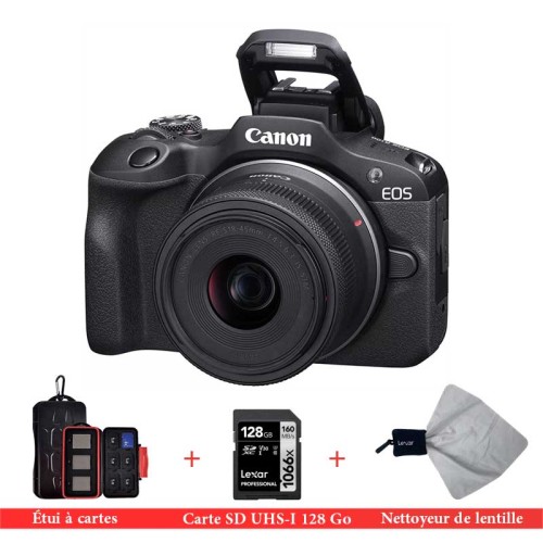 Appareil photo hybride Canon EOS R100 + objectif RF-S 18-45mm F4.5-6.3 IS STM + lexar kit Appareil photo hybride Canon EOS R100 + objectif RF-S 18-45mm F4.5-6.3 IS STM + lexar kit