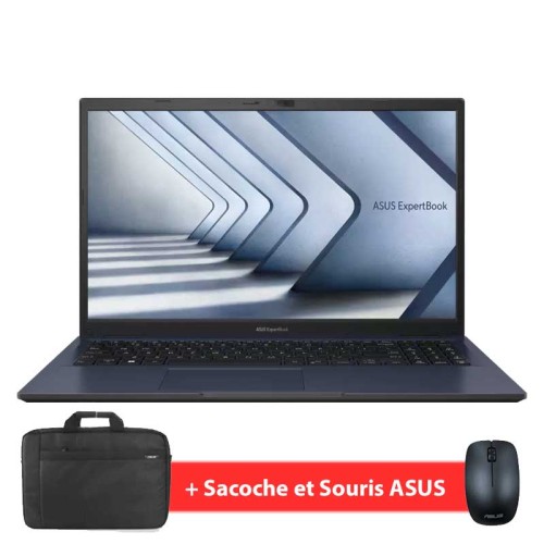 PC Portable ASUS EXPERTBOOK B1 B1502CVA I5-1335U - 16Go - 512Go SSD PC Portable ASUS ExpertBook B1 B1502CVA avec processeur Intel I5-1335U au meilleur prix + Sacoche & Souris ASUS