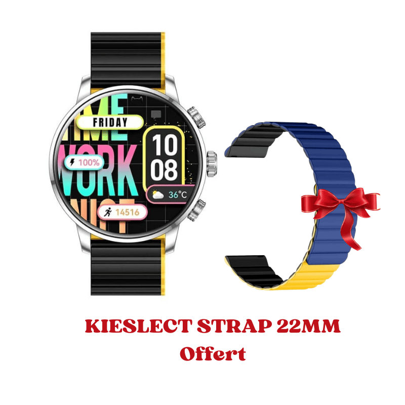 Montre connectée KIESLECT KR2 Noir avec strap 22mm gratuit