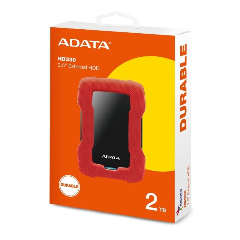 Disque dur externe Adata 2To Antichoc HD330 USB 3.1 Rouge