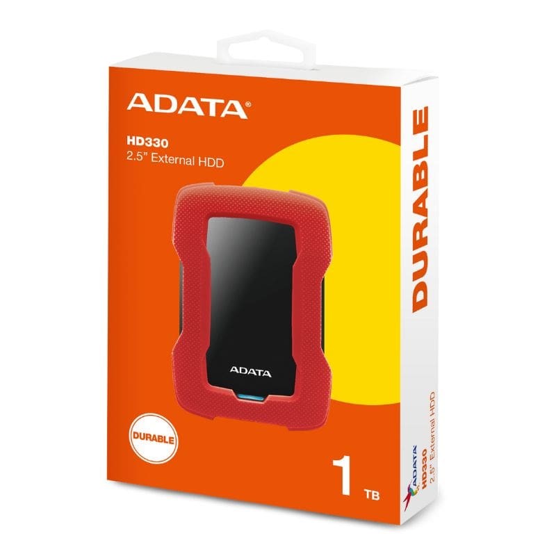 Disque dur externe Adata 1To Antichoc HD330 1To USB 3.2 Rouge
