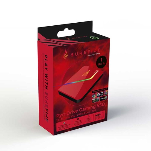 Disque Dur SSD Externe Pyrodrive Gaming Surfire 1To Rouge USB 3.2 - Meilleur Prix Tunisie