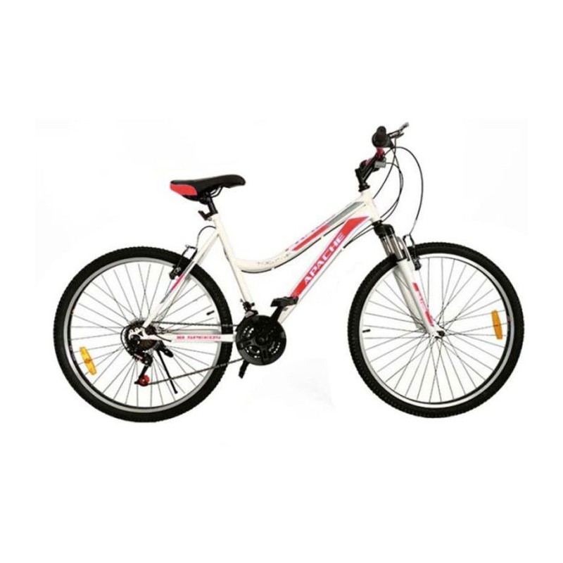Bicyclette VTT PRADO APACHE 18 Vitesse 24″ Blanc et Rouge
