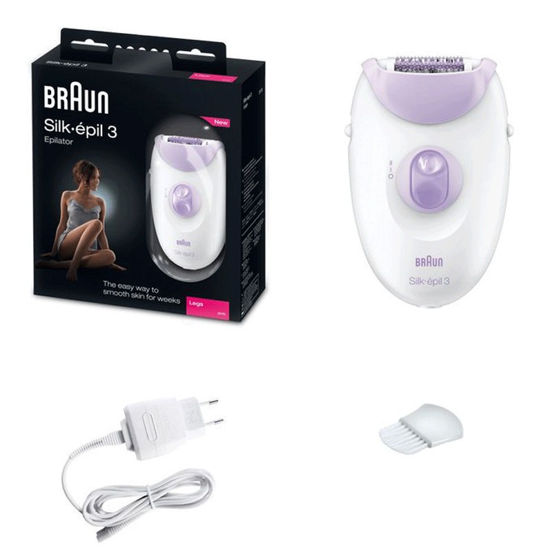Épilateur BRAUN SILK-3 SE3000 Blanc et Violet