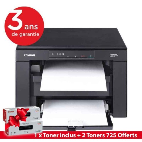 Imprimante Laser Multifonction 3en1 Canon i-Sensys MF3010 - Monochrome +  2 Toners 725 Offerts