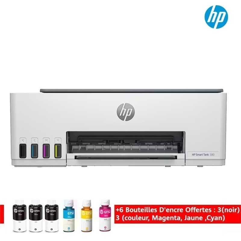 Multifonction jet d'encre HP Smart Tank 580 3en1 Couleur WiFi avec 6 bouteilles d'encre incluse