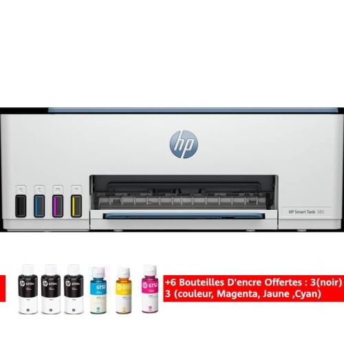 Multifonction jet d'encre HP Smart Tank 585  3en1 Couleur WiFi (1F3Y4A) avec 6 bouteilles d'encre offertes