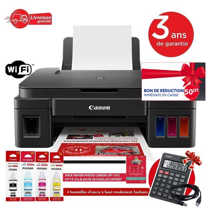 Multifonction Jet d'encre Canon Pixma G3410 - Wifi + Bon de reduction a la caisse -50 dt