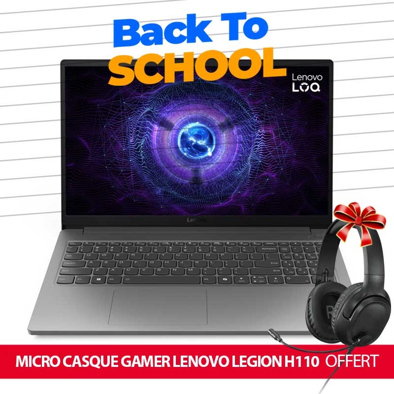 PC GAMER LENOVO LOQ 15IAX9E i5-12450HX - 16Go - 512SSD - Gris