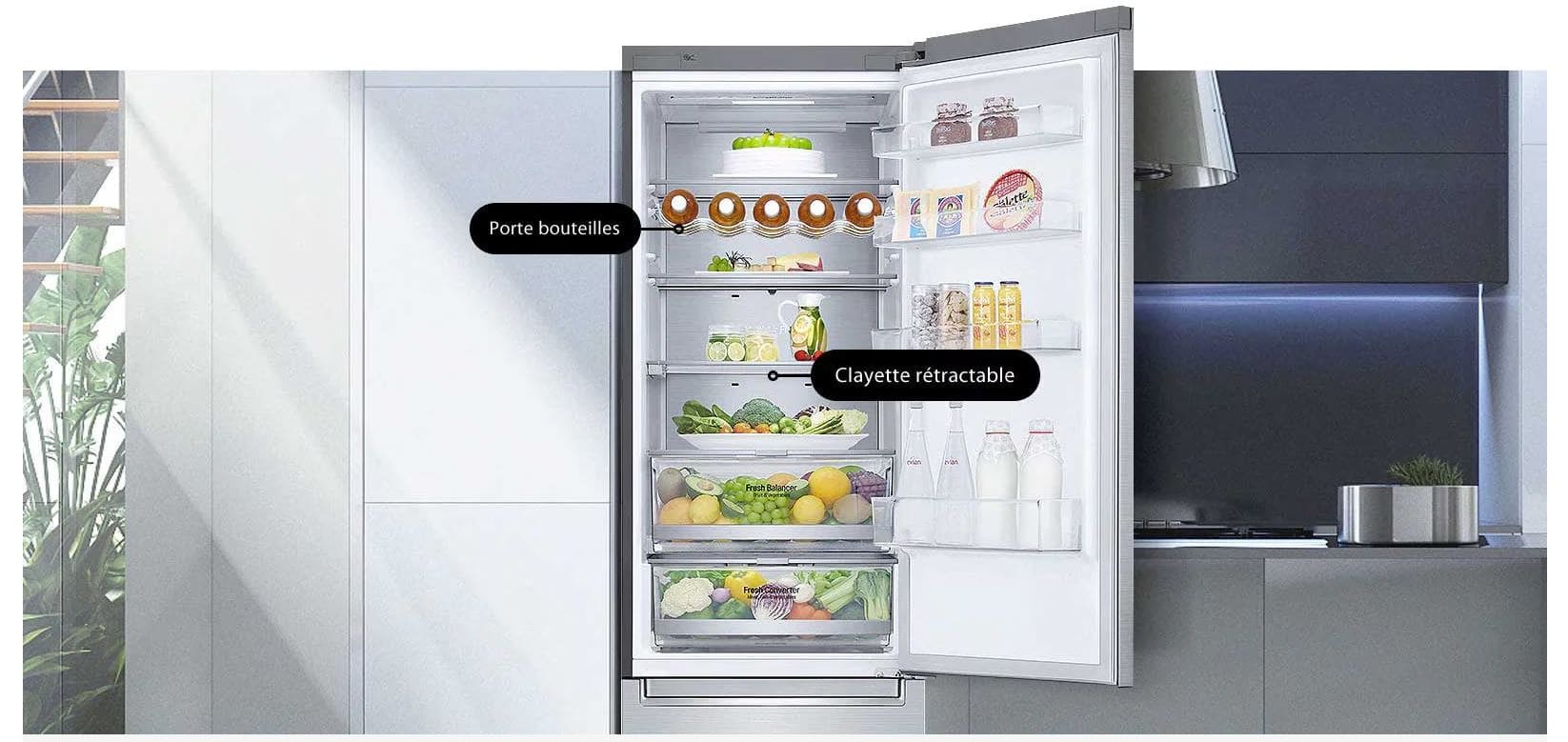 ght
LG Réfrigérateur Combiné GW-B459NQFM 341L Noir Matt No Frost