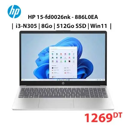 PC Portable HP 15-fd0026nk i3-N305 PC Portable HP 15-fd0026nk i3-N305