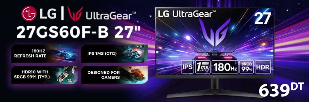 Ecran Gaming LED IPS 27" LG 27GS60F-B - 180Hz Ecran Gaming LED IPS 27" LG 27GS60F-B - 180Hz